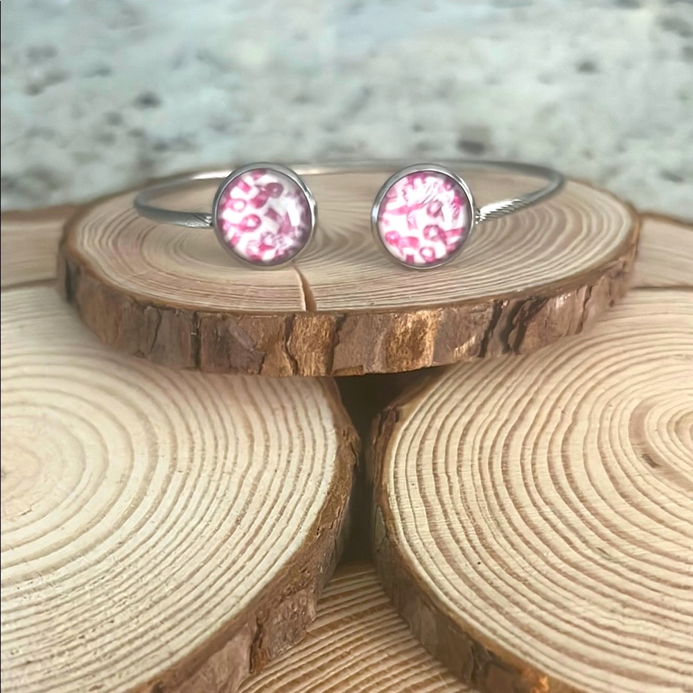 Hand Crafted Pink Breast Cancer Ribbon Women's Bracelet